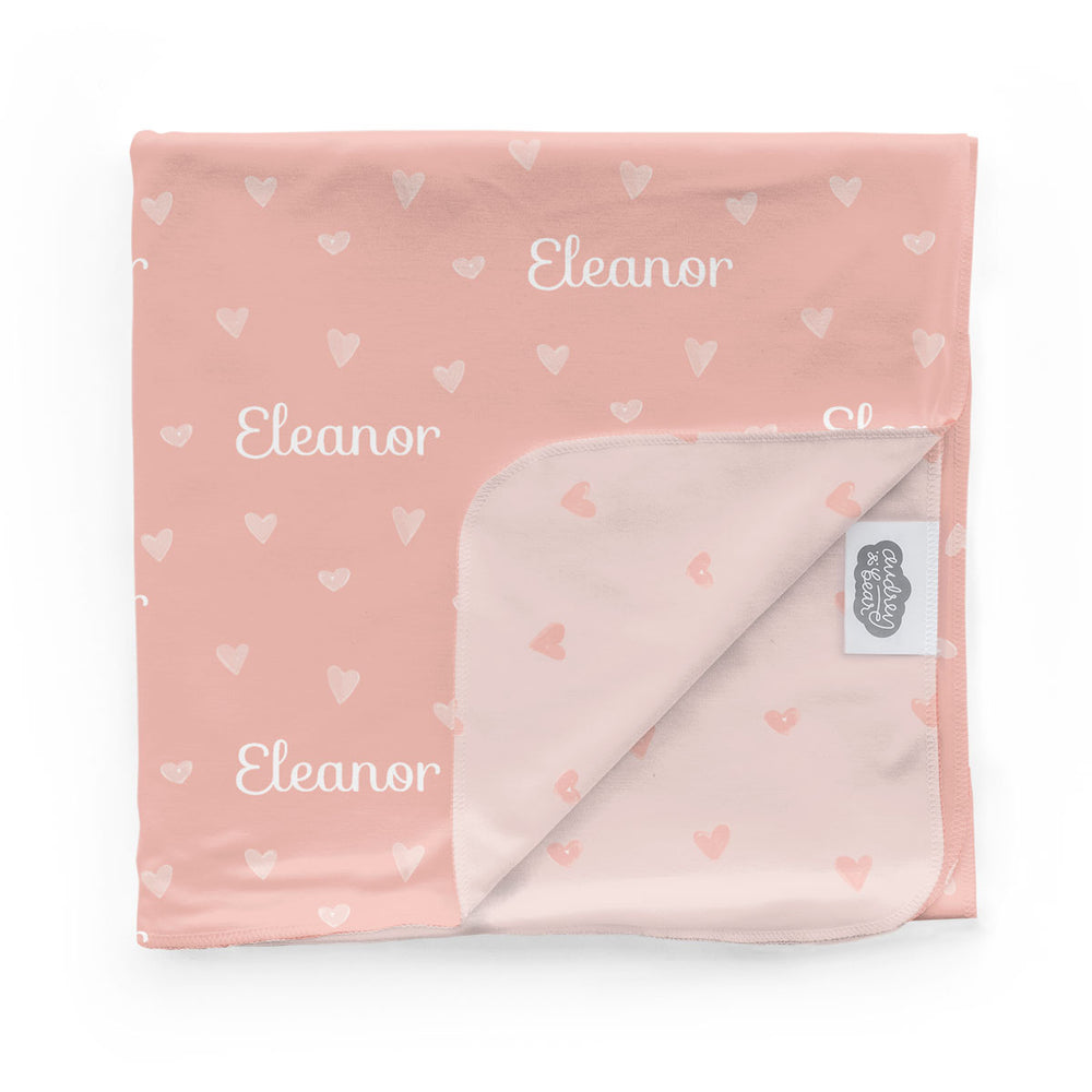 Personalized Swaddle Blanket | Tiny Hearts