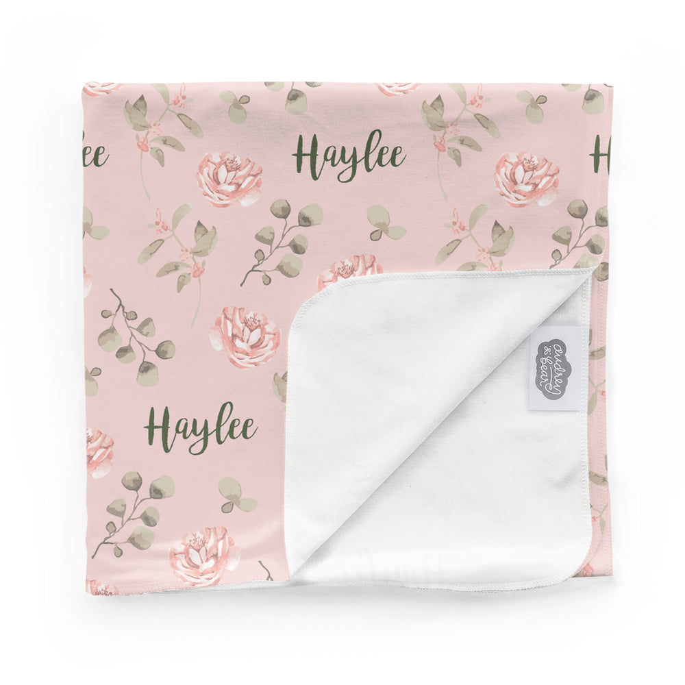 Personalized  Swaddle & Hat Set | Country Floral