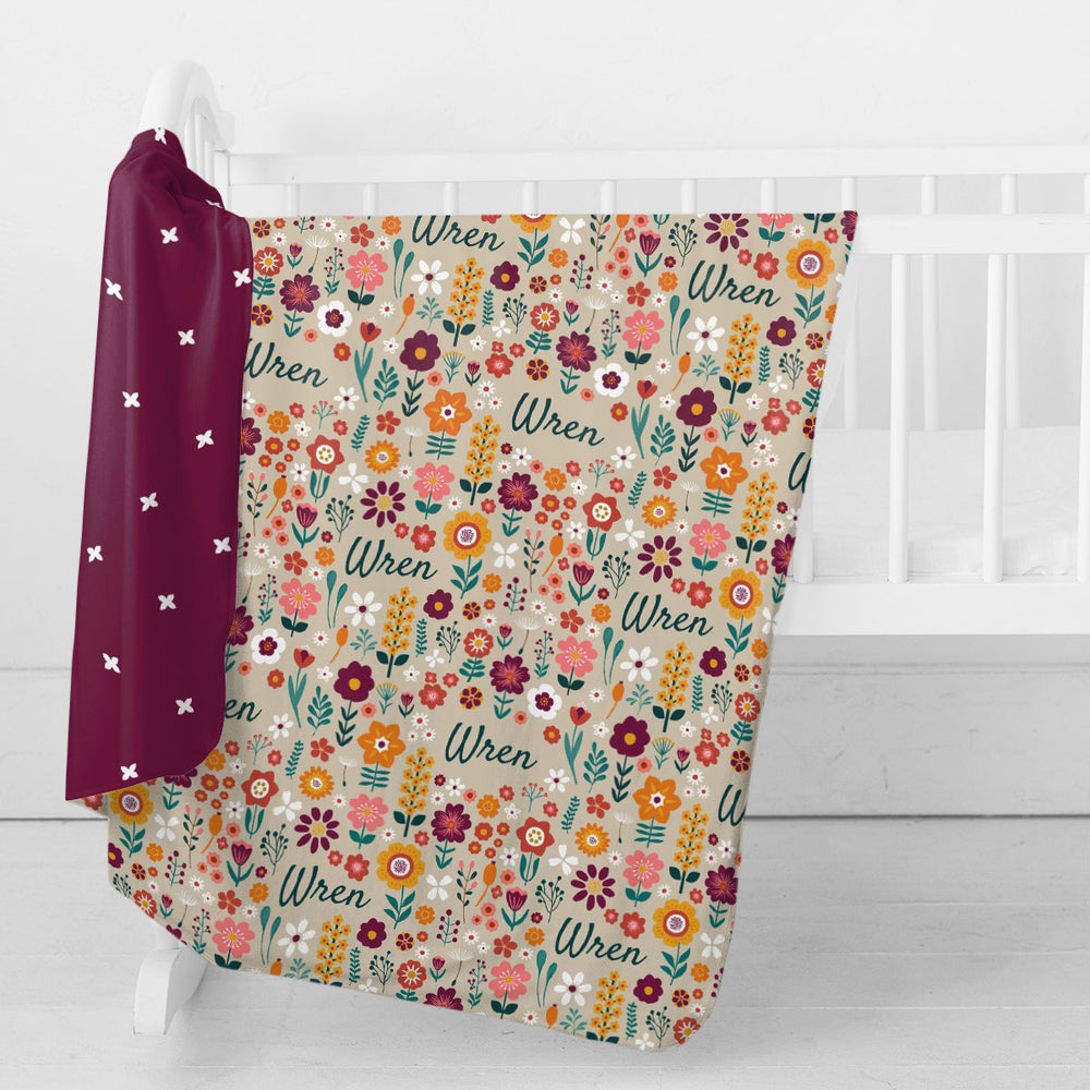 Personalized Swaddle Blanket | Folksy Floral
