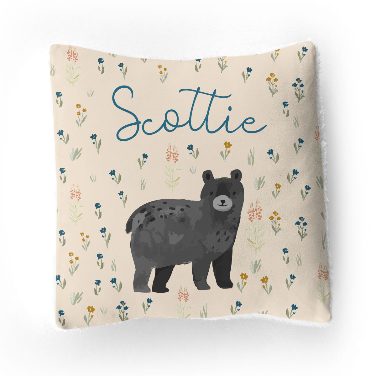 Stretchy Knit/Sherpa Throw Pillow | Baby Bear Meadow