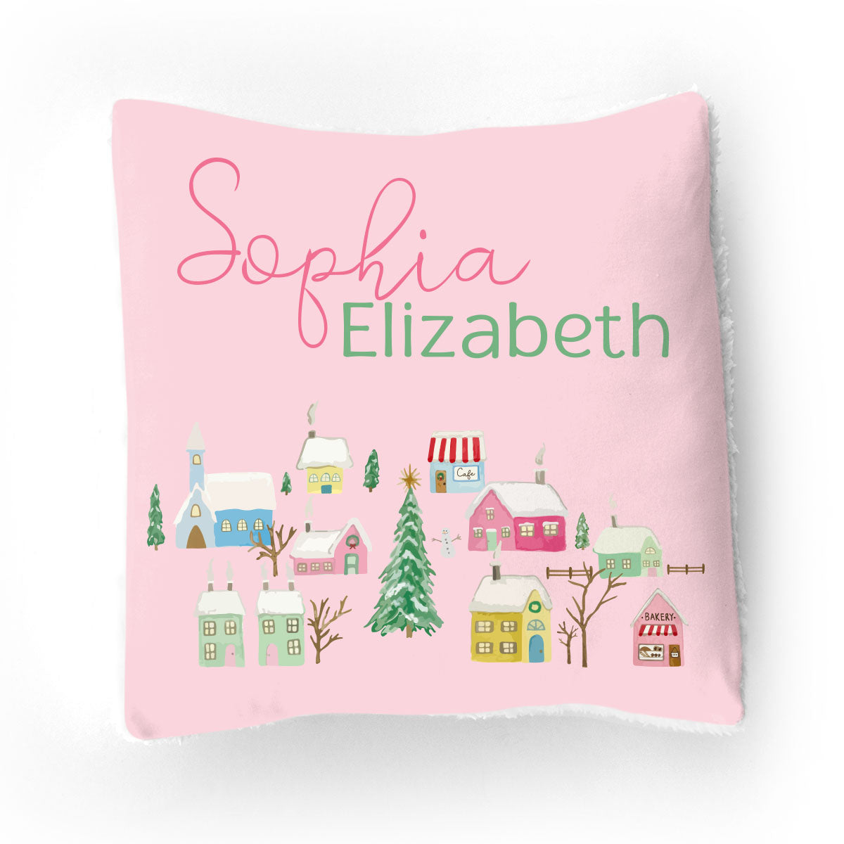 Winter Village Pink | Throw Pillow