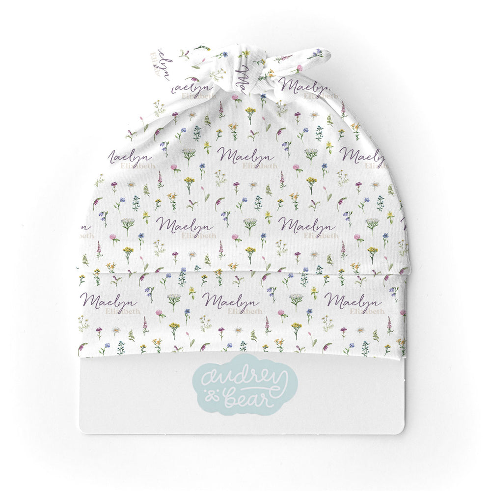 Personalized  Swaddle & Hat Set | Meadow Floral